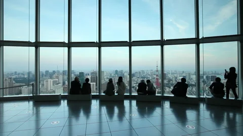 View over Tokyo Observation Deck Mori Tower 4K Stock Footage 221378012