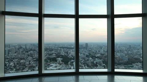 View over Tokyo Observation Deck Mori Tower 4K pan from left to right Stock Footage 221378091