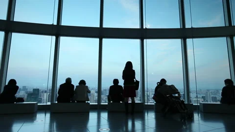 View over Tokyo Observation Deck Mori Tower 4K Camera move Stock Footage 221378406