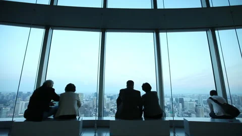 View over Tokyo Observation Deck Mori Tower 4K Camera move Stock Footage 221378569