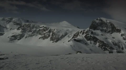 View over the Top of a Snowy Mountain Stock Footage 59183150