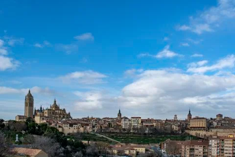 View over the town with its cathedral and medieval walls  in the historic cit Stock Photos