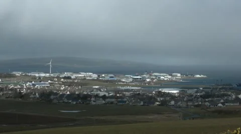 View over the town of Kirkwall, Orkney Islands Stock Footage 49741506