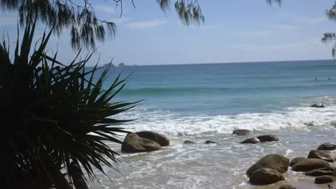 View Over Turquoise Ocean At Belongil Beach, Byron Bay, NSW, Australia - Drone S Stock Footage 294635402
