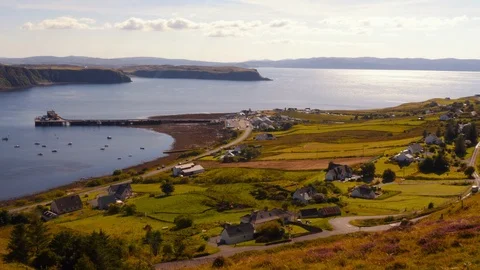 View over Uig at Isle of Skye, Scotland Stock Footage 97526336