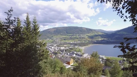 View over Voss from Voss Folk Museum, Norway Stock Footage 100979662