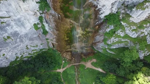 View over the waterfall Skakavac Stock Footage 286894147