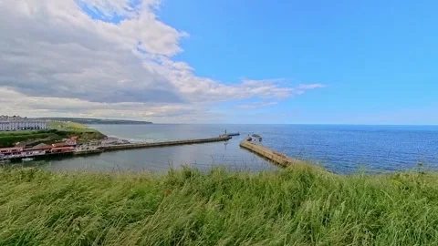 View over Whitby harbour on the North Yorkshire coast Video stock 247349155