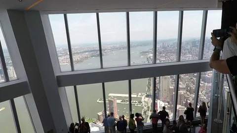 View Over WTC Observation Deck Windows Stock Footage
