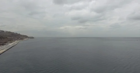 View of the overcast gulf Stock Footage