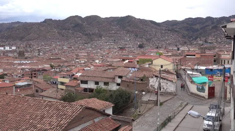View overlooking the city of Cusco (also 'Cuzco'), Peru Stock-Footage 68782921