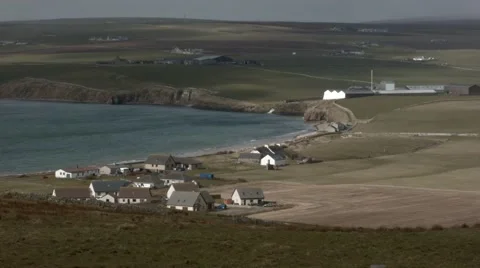 View overlooking the Hamlet of Scapa, Orkney Stock Footage 49482909