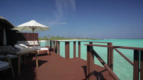 View from overwater terrace Stock Footage 1006348