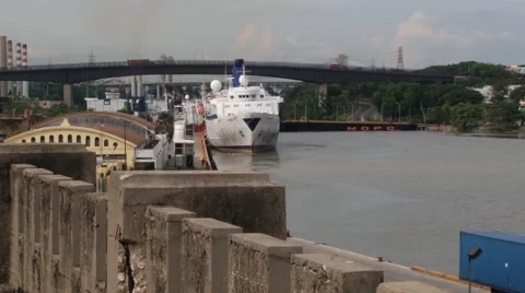 View to the Ozama river delta and bridge in Santo Domingo, Dominican Republic. Video stock 58218658
