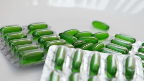 View of packed medicine on a table Stock Footage 147699231