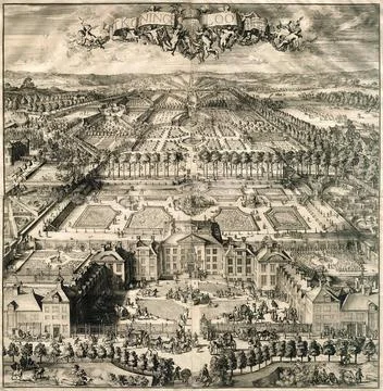 View of Palace Het Loo (from a bird s flight perspective) (half?); T Konin... Stock Photos