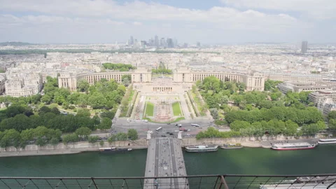 View of the Palais de Chaillot from Eiffel Tower, Paris Stock Footage 313857131