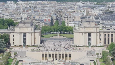 View of the Palais de Chaillot from Eiffel Tower, Paris Stock Footage 313968322