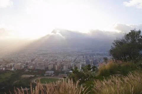 View of Palermo at sunset Stock Photos