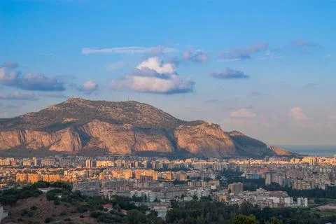 View of Palermo with sunset Stock Photos
