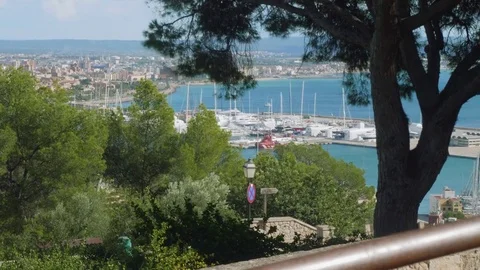View of Palma de Majorca from Bellver castle on sunny day suitable for Video stock 83734231