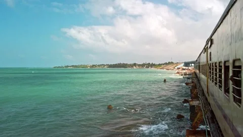 View of Pamban bridge in Rameshwaram. Stock Footage 130419961