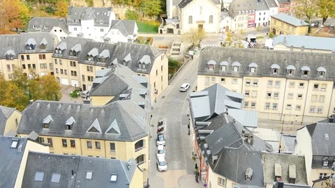 View from the panoramic elevator in Luxembourg. Stock Footage 97860185