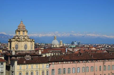 View from the panoramic tower of Palazzo Madama, Turin Stock Photos