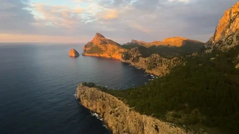 View from Panoramica Cap al Cap Formentor, Majorca, Balearic Islands, Spain Stock Footage 229655287