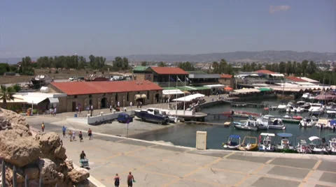 View from Paphos castle looking out to harbor Video stock 39833691