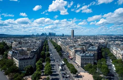 View of paris from the arc de triomphe, france 스톡 사진