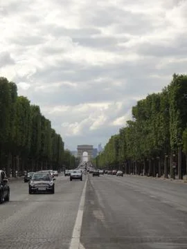 View on Paris from Arc de Triomphe. Avenue Champs elysees in front. Stock Photos