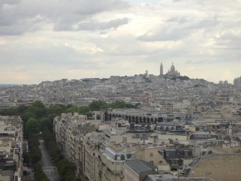 View on Paris from Arc de Triomphe. Avenue Champs elysees in front. Stock Photos