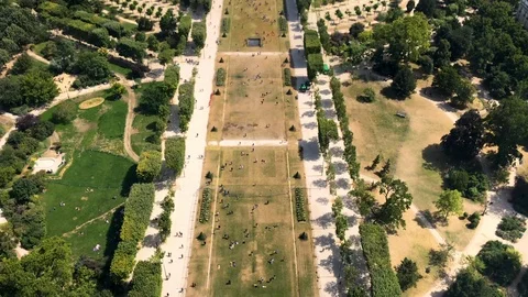 View of Paris  Champ De Mars from Eiffel tower, France Stockbeeldmateriaal 123744211