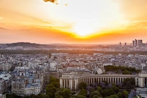 View of Paris from the Eiffel tower during sunset Fotos Stock