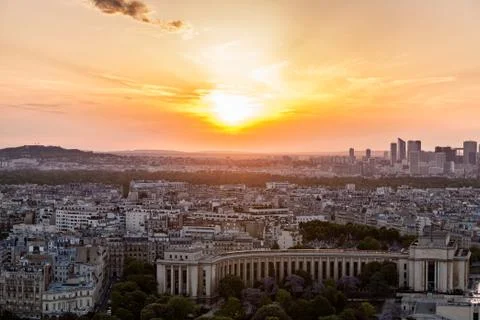 View of Paris from the Eiffel tower during sunset Stock-Fotos