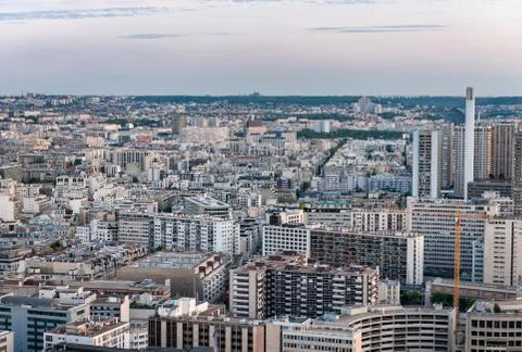 View of Paris from the Eiffel tower during sunset Stock Photos
