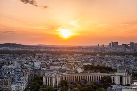 View of Paris from the Eiffel tower during sunset 写真素材