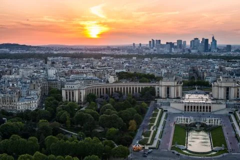 View of Paris from the Eiffel tower during sunset Foto stock