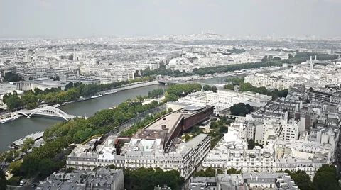 View of Paris from Eiffel Tower Stock Footage 6532028
