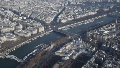 The view of Paris from the Eiffel Tower Stock Footage 70916922