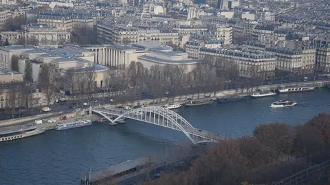 The view of Paris from the Eiffel Tower Stock Footage 70917984
