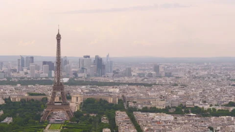 View of Paris with Eiffel Tower from Montparnasse building. Aerial  shot. Stock Footage 237925213