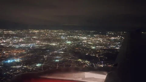 View of Paris by night from an airplane Stock Footage 324698163