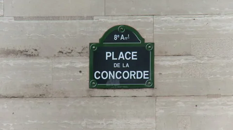 View of Paris place de la concorde - detail on the street name tag Stock Footage 63236544