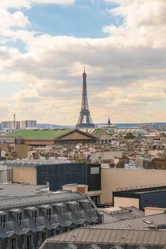 View of Paris skyline with the Eifel tower and  Grand Palais, France Foto stock