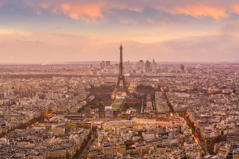 View of Paris skyline with Eiffel Tower Stock Photos