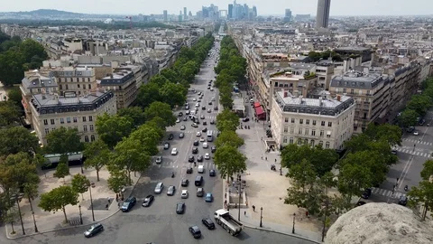 View of Paris from on top of the Arc de Triomphe Stock-Footage 112229988