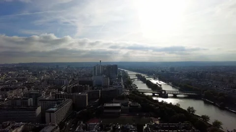 View Of Paris From The Top Of The Eiffel Tower In France - wide Stock Footage 228393713