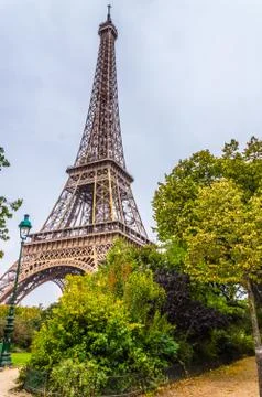 A view of a park and Eiffel Tower, Paris, France Stock Photos